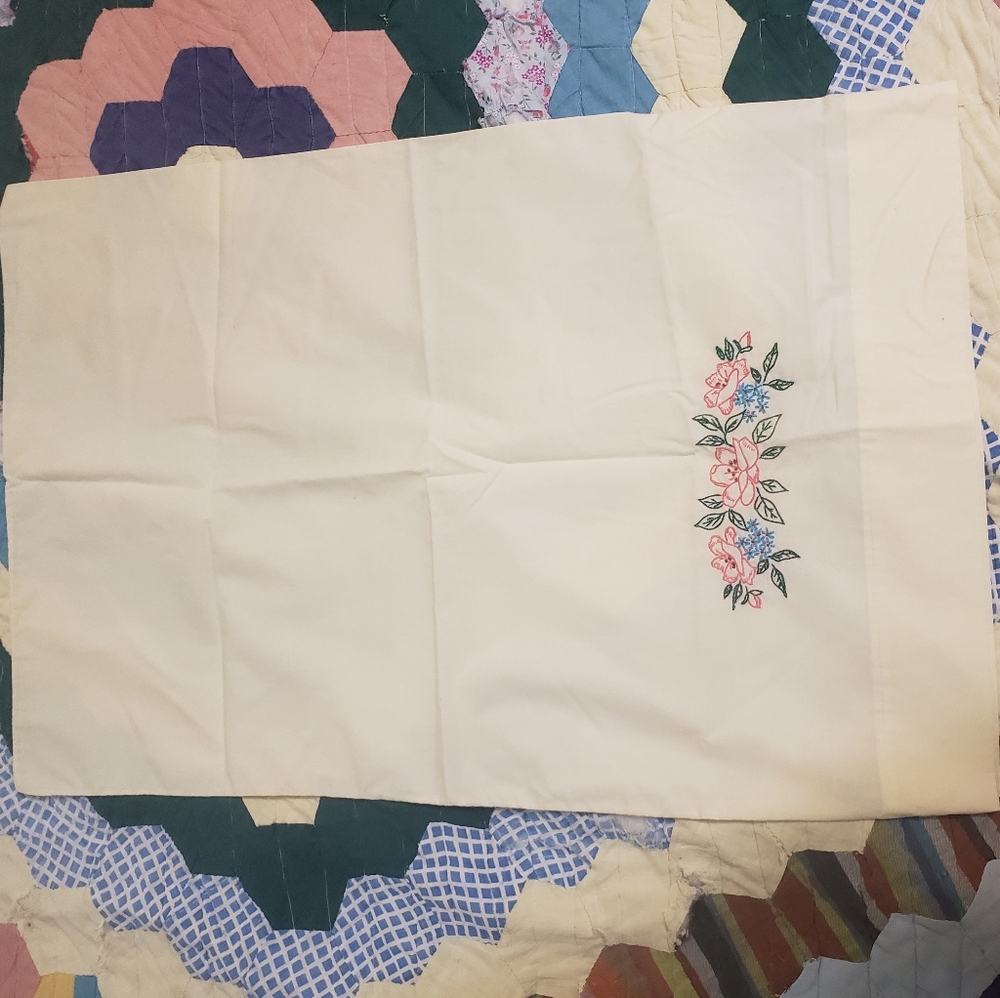 Handstitched Pillowcase Set Flowers
